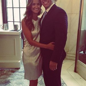 Silver pleated cocktail dress